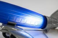 DC3 AIRPLANE LAMP: An Art Deco styled lamp in the form of a Douglas DC3 airplane, featuring interchangeable shades (Blue and Frosted White) believed to be a reproduction after the&nbsp;Sarsaparilla designs lamps. Measures approximately 34cm in length, 33cm wid - 2