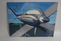 AVIATION: An oil painting featuring the Supermarine S6 winning the Schnider Trophy Race