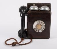 TELEPHONE: An early wall mount telephone, wooden casing with bakelite 'No 164' handset&nbsp;