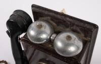 TELEPHONE: An early wall mount telephone, wooden casing with bakelite 'No 164' handset&nbsp; - 2