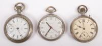 FOB WATCHES: A group of three hand-held fob watches, one marked 'Waterbury Watch Co USA', the other 'Coronet Germany', and one other unmarked