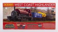 HORNBY: A 00 Gauge Hornby 'West Coast Highlander' train set within box, looks to be mostly complete and believed to be in working condition