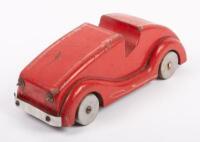 HANDBUILT TOY: A c1950s solid wooden handbuilt children's toy car, 26.5cm in length