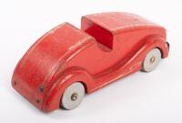 HANDBUILT TOY: A c1950s solid wooden handbuilt children's toy car, 26.5cm in length - 2