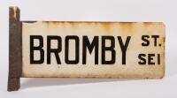MELBOURNE: An early enamel double sided post mount street sign for 'Bromby Street', Melbourne, 31cm high, 56cm wide