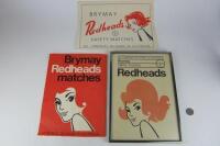 REDHEADS: Three original 'Redheads Brymay' safety matches advertising posters