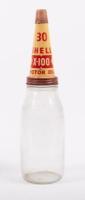 SHELL: An excellent complete Shell X-100 Motor Oil ten bottle oil rack, complete with ten glass quart bottles with tin tops and dustcaps - 13