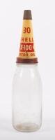 SHELL: An excellent complete Shell X-100 Motor Oil ten bottle oil rack, complete with ten glass quart bottles with tin tops and dustcaps - 14