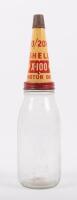 SHELL: An excellent complete Shell X-100 Motor Oil ten bottle oil rack, complete with ten glass quart bottles with tin tops and dustcaps - 16