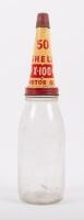SHELL: An excellent complete Shell X-100 Motor Oil ten bottle oil rack, complete with ten glass quart bottles with tin tops and dustcaps - 17