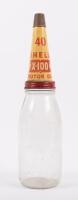 SHELL: An excellent complete Shell X-100 Motor Oil ten bottle oil rack, complete with ten glass quart bottles with tin tops and dustcaps - 18