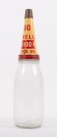 SHELL: An excellent complete Shell X-100 Motor Oil ten bottle oil rack, complete with ten glass quart bottles with tin tops and dustcaps - 19