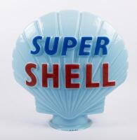 SHELL: A c1960s 'Super Shell' blue glass petrol pump globe, manufactured by Hailware, measures approximately 45cm high, 43cm wide - 5