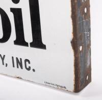 MOBILOIL: An excellent original enamel Mobiloil 'Gargoyle' Vacuum Oil Company flange sign by German enamellers 'C.Robert Dold, Offenburg Ltd' 39.5cm high, 61cm wide - 5