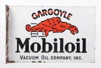 MOBILOIL: An excellent original enamel Mobiloil 'Gargoyle' Vacuum Oil Company flange sign by German enamellers 'C.Robert Dold, Offenburg Ltd' 39.5cm high, 61cm wide - 6