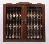 COLLECTOR CAR SPOONS: A&nbsp;collection of vintage car logo motifs attached to spoons circa 1985, in display case&nbsp;