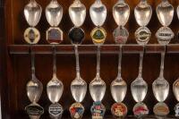 COLLECTOR CAR SPOONS: A&nbsp;collection of vintage car logo motifs attached to spoons circa 1985, in display case&nbsp; - 5