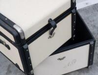 LUGGAGE TRUNKS: A pair of modern timber bound luggage trunks - 3