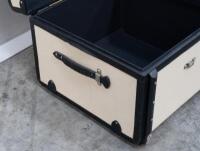 LUGGAGE TRUNKS: A pair of modern timber bound luggage trunks - 4