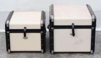 LUGGAGE TRUNKS: A pair of modern timber bound luggage trunks - 6