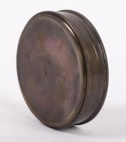COMPASS: A vintage brass compass within a circular casing, engraved to inside of casing with Robert Frost 'The Road Not Taken' poem, approximately 8cm in diameter - 4