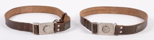 GIRLS GUIDES: Two c1960s-1970s Girls Guides Association leather belts, largest approx 86cm in length