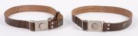 GIRLS GUIDES: Two c1960s-1970s Girls Guides Association leather belts, largest approx 86cm in length