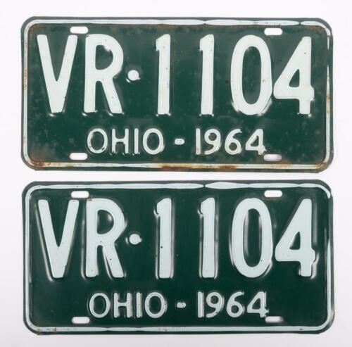NUMBERPLATES: A pair of Ohio USA 1964 number plates 'VR.1104' suitable for display only