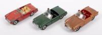 DINKY TOYS: Three original Dinky Toys models, including Triumph Spitfire, No.113 MG B and No.112 Austin Healey Sprite