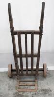 RAILWAY LUGGAGE TROLLEY: A heavy railway platform luggage trolley
