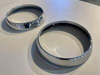AUSTIN-HEALEY: A pair of original re-chromed headlamp surrounds to suit 100/6 and 3000 models. [Location: Sydney]