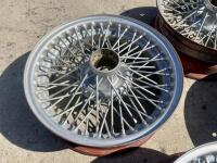 AUSTIN-HEALEY: A set of 5, 60 spoke wire wheels measuring 5 x 15", to suit later 6 cylinder Healey models and other british sports cars. [Location: Sydney] - 6