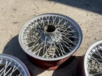 AUSTIN-HEALEY: A set of 5, 60 spoke wire wheels measuring 5 x 15", to suit later 6 cylinder Healey models and other british sports cars. [Location: Sydney] - 7