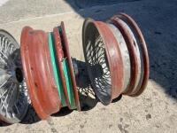 AUSTIN-HEALEY: A set of 5, 60 spoke wire wheels measuring 5 x 15", to suit later 6 cylinder Healey models and other british sports cars. [Location: Sydney] - 13