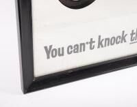 An original Vincent 'You can't knock the Roll - Chicko' poster depicting a woman sitting on black Vincent with Chiko roll,&nbsp;73cm high, 57.5cm wide - 3