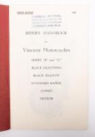 An original tenth edition from 1960 of the Vincent Motorcycles Rider's Handbook, with 'Conway Motors, Shepards Bush' stamp to title page - 2