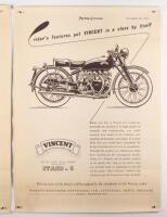 Two posters taken from the Motorcycling magazine 1952 & 1953 promoting Vincent Motorcycles, 'Riders put VINCENT in a class by itself' & 'Standard Black Shadow Shatters Eight World Records', largest measures 58cm high, 45cm wide - 3