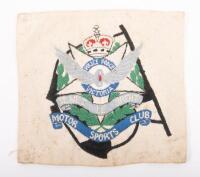 A circa 1970s Victoria Police Force Motor Sports Club shirt/uniform button on patch, 14cm high, 15cm wide, the club formed in the mid 1950s