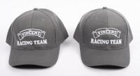 A pair of grey 'The Vincent Racing Team' caps, adjustable, One size fits most'&nbsp;