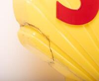 SHELL: A c1960s-1970s Shell plastic clamshell logo sign, measures approximately 69cm high, 76cm wide overall - 3