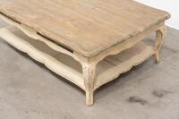 COFFEE TABLE: A rustic styled low coffee table, with cabriole style legs and carved detailing to the apron, measures 140cm wide, 91cm deep, 46cm high - 4