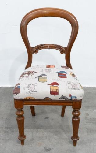 TABLE CHAIR: A French ballon style wooden table chair, carved detailing to backrest, measures 90cm high