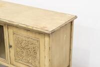 SIDEBOARD: A modern timber sideboard in rustic style with ornate detailing to cabinetry doors, 93cm high, 122cm wide, 44cm deep - 2