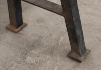 BENCH: A small hardwood timber bench with steel 'A frame' legs, 46cm high, 131cm wide - 4