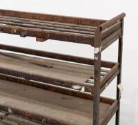 TROLLEY: A large steel framed trolley with timber shelving, 132cm high, 138cm wide, 38cm deep - 3