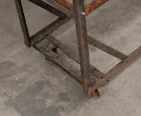 TROLLEY: A large steel framed trolley with timber shelving, 132cm high, 138cm wide, 38cm deep - 4