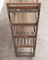 TROLLEY: A large steel framed trolley with timber shelving, 132cm high, 138cm wide, 38cm deep - 8