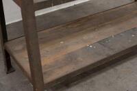 STORAGE UNIT: A large steel framed industrial storage rack/unit with timber shelving, 126cm high, 106.5cm wide, 46cm deep at widest point&nbsp; - 5