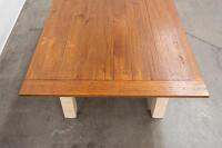 COFFEE TABLE: A large timber coffee table with drawers to lower, 47cm high, 150cm wide, 105cm deep - 4