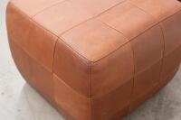 FOOTSTOOLS: Two modern leather non-matching pair of footstools, 47cm high, 55cm wide, 55cm deep approx. - 3